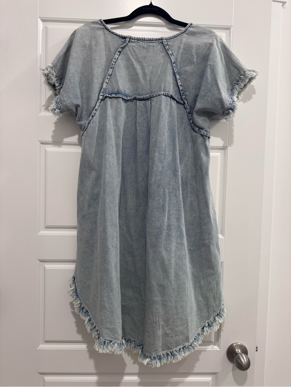 Umgee Denim Fringe High Low Swing Dress Small Boho Western - Picture 5 of 5